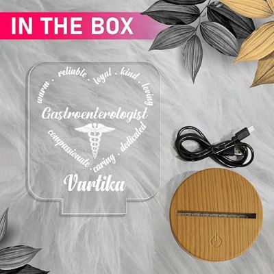 Personalized Gastroenterologist Desk Table Lamp with Automatic Color Changing Light  Best Gift for Doctor  Thankyou Gift for Doctor